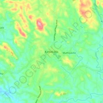 Mapa topográfico Kattakada, altitude, relevo