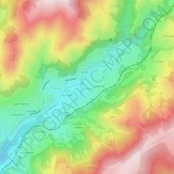 Mapa topográfico La Tour, altitude, relevo