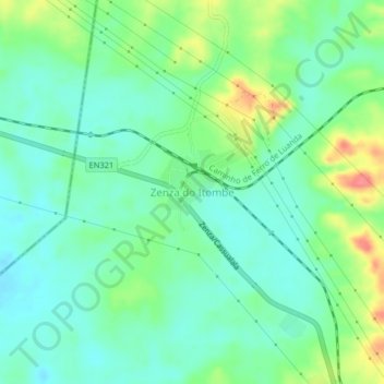 Mapa topográfico Zenza do Itombe, altitude, relevo