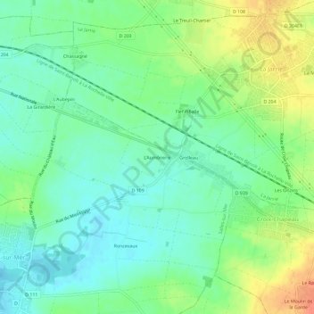 Mapa topográfico L'Aumônerie, altitude, relevo