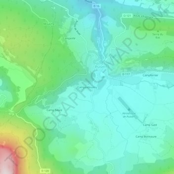 Mapa topográfico Campsadourny, altitude, relevo