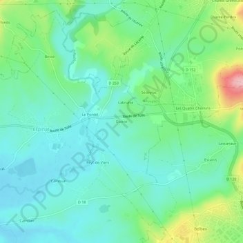 Mapa topográfico Donne, altitude, relevo