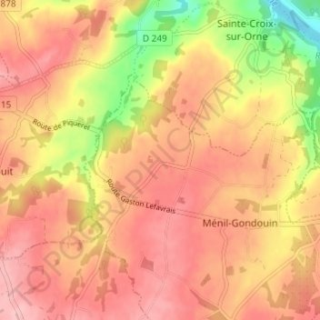 Mapa topográfico Le Sacq, altitude, relevo