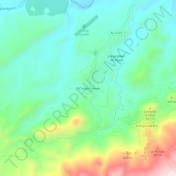 Mapa topográfico El Cortijo Grande, altitude, relevo