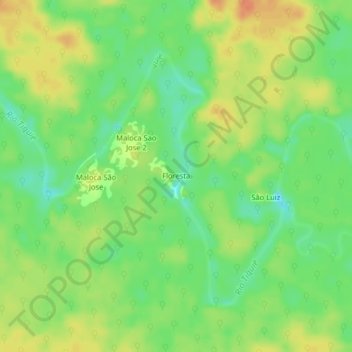 Mapa topográfico Floresta, altitude, relevo