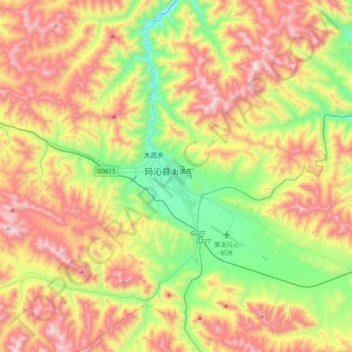 Mapa topográfico Golog Tibetan Autonomous Prefecture, altitude, relevo