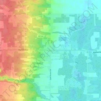Mapa topográfico Windsor, altitude, relevo