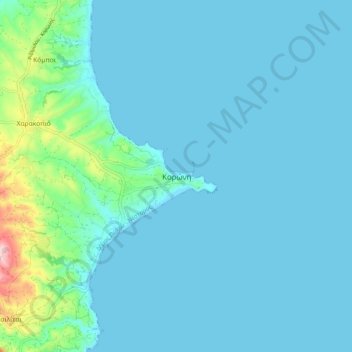 Mapa topográfico Koroni, altitude, relevo