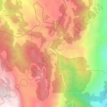 Mapa topográfico Jubb al Ahmar, altitude, relevo