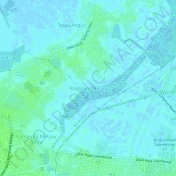 Mapa topográfico Kampung Besar, altitude, relevo