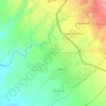 Mapa topográfico Miriam, altitude, relevo