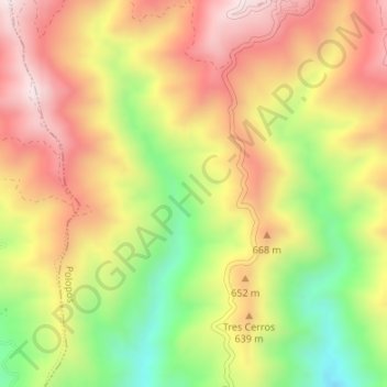 Mapa topográfico Falda de las Lomillas, altitude, relevo