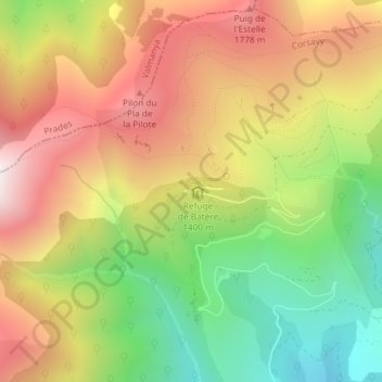 Mapa topográfico Batère, altitude, relevo
