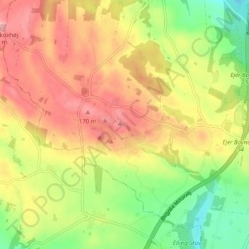 Mapa topográfico Lindbjerg, altitude, relevo