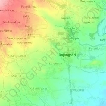 Mapa topográfico Brubahan, altitude, relevo