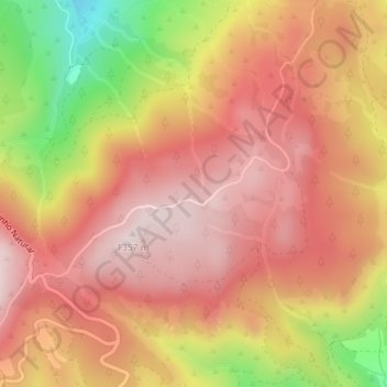 Mapa topográfico Cabeça do Faraó, altitude, relevo