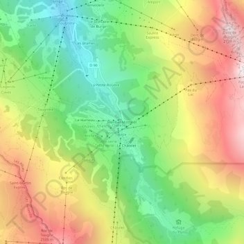 Mapa topográfico Méribel-Mottaret, altitude, relevo