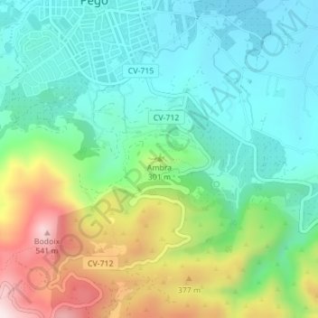 Mapa topográfico Ambra, altitude, relevo
