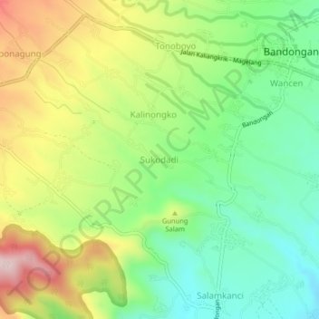 Mapa topográfico Sukodadi, altitude, relevo