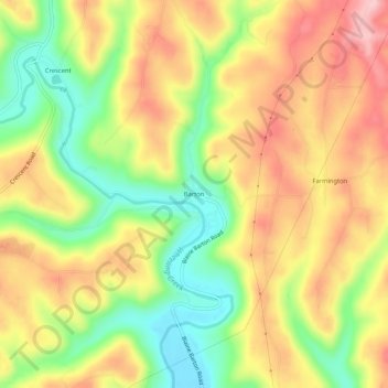 Mapa topográfico Barton, altitude, relevo