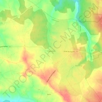 Mapa topográfico Piboulède, altitude, relevo