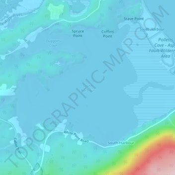 Mapa topográfico South Harbour, altitude, relevo
