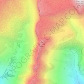 Mapa topográfico Sex Noir, altitude, relevo