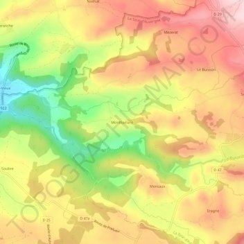 Mapa topográfico Montbaillard, altitude, relevo