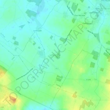 Mapa topográfico La Traverserie, altitude, relevo