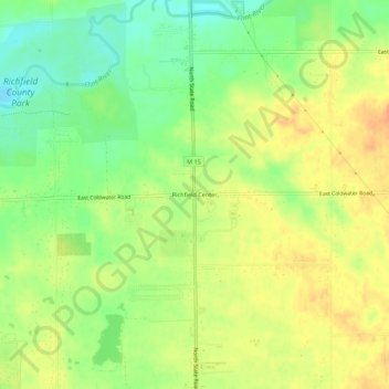 Mapa topográfico Richfield Center, altitude, relevo