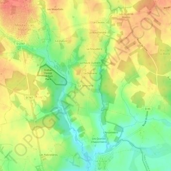Mapa topográfico La Templerie, altitude, relevo
