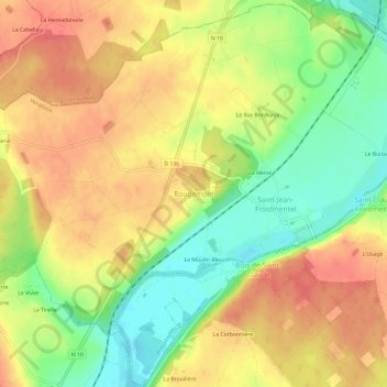 Mapa topográfico Rougemont, altitude, relevo