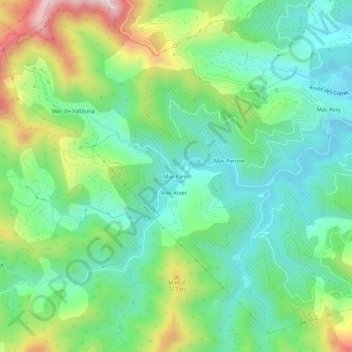 Mapa topográfico Mas Parer, altitude, relevo