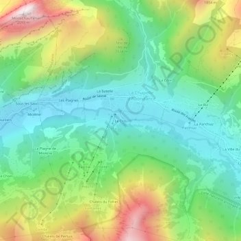 Mapa topográfico Le Clos, altitude, relevo