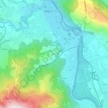 Mapa topográfico Reins, altitude, relevo