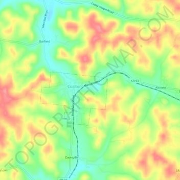 Mapa topográfico Englishville, altitude, relevo