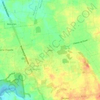 Mapa topográfico Gélasse, altitude, relevo