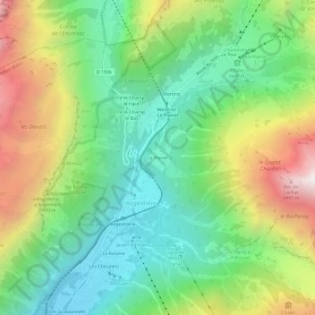 Mapa topográfico Le Planet, altitude, relevo