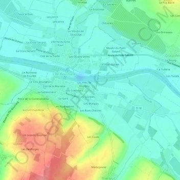 Mapa topográfico La Grange, altitude, relevo