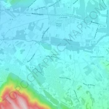 Mapa topográfico L'Hopital, altitude, relevo