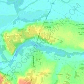 Mapa topográfico La Petite Vernelle, altitude, relevo