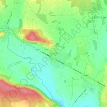 Mapa topográfico Montaren, altitude, relevo