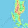 Mapa topográfico Pangasinan, altitude, relevo