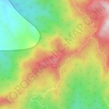 Mapa topográfico Nanggala, altitude, relevo