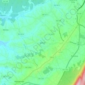 Mapa topográfico Juncal, altitude, relevo