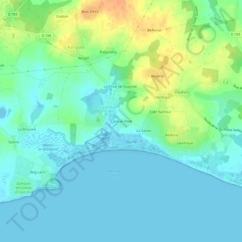 Mapa topográfico Corn er Pont, altitude, relevo