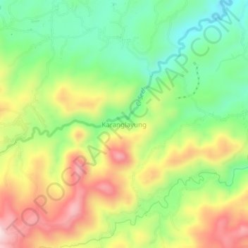 Mapa topográfico Karanglayung, altitude, relevo