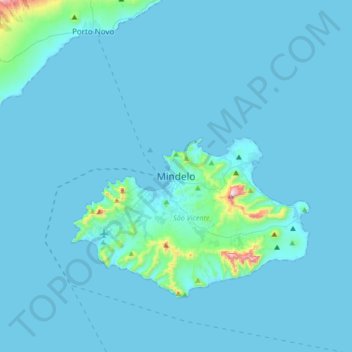 Mapa topográfico Mindelo, altitude, relevo