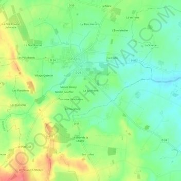 Mapa topográfico La Bauftière, altitude, relevo