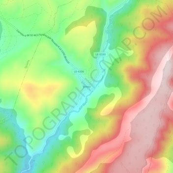 Mapa topográfico Boeza, altitude, relevo